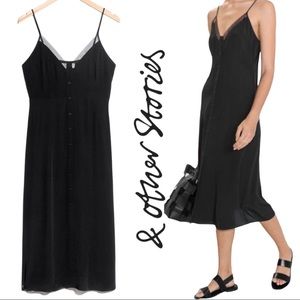 NWT & Other Stories Black Button Front Midi Dress